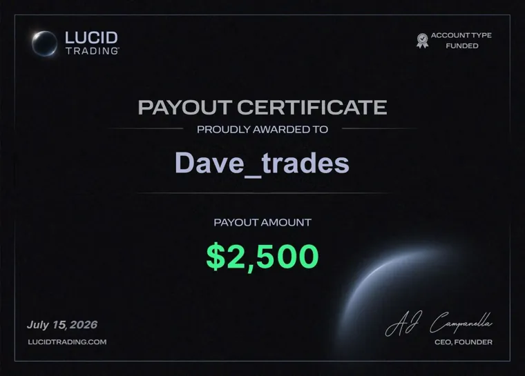 Payout certificate from a SPEEDRUN student